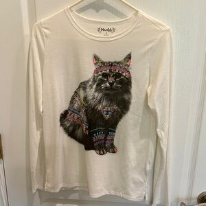 Mudd Cat Long Sleeve Scoop Neck Straight Hem Top Size 16